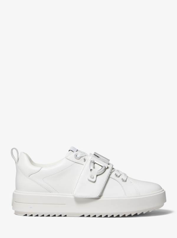 Damske Tenisky Michael Kors Emmett Logo Embellished Leather Biele - Topanky Michael Kors Obchod | HJQVO-2136